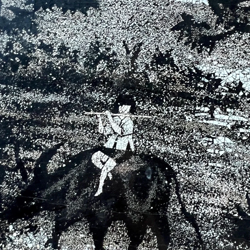 Vintage Vietnamese Black Lacquer art scene